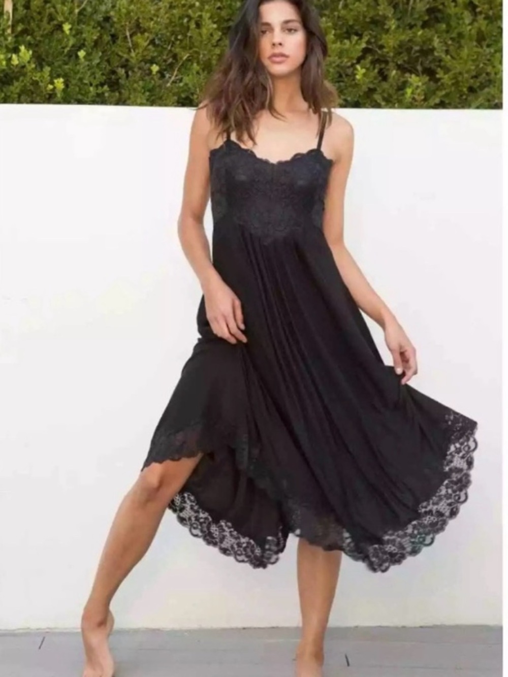🔘WE ARE HAH Lace up midi dress with lace trim - Picture 2 of 4